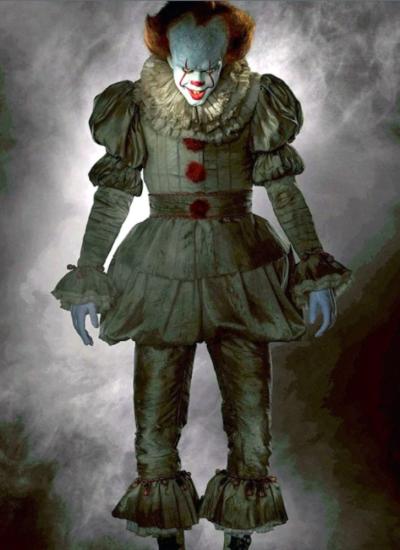 Колекційний костюм Пеннівайза Повний образ клоуна Пеннівайза: сірий костюм із червоними помпонами та жабо